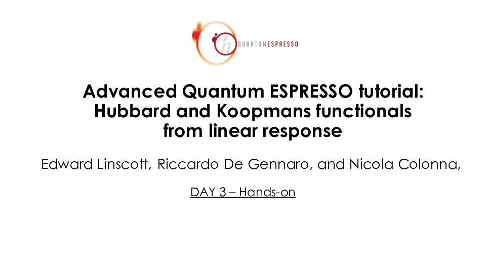 Hands-on - Spectral properties of finite and extended systems using the Koopmans package